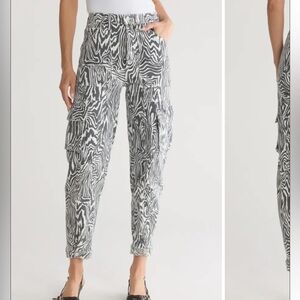 MOTHER Black and White Patterned Cargo Pants